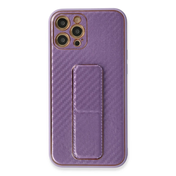 Newface iPhone 12 Pro Kılıf Coco Karbon Standlı Kapak