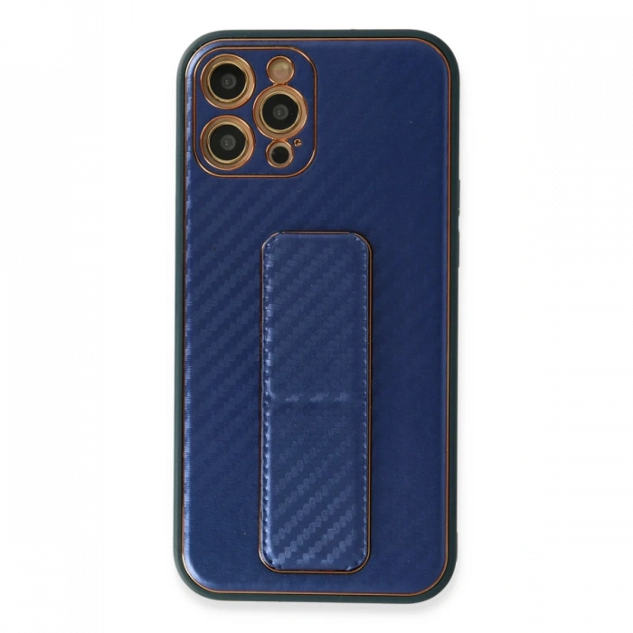 Newface iPhone 12 Pro Kılıf Coco Karbon Standlı Kapak