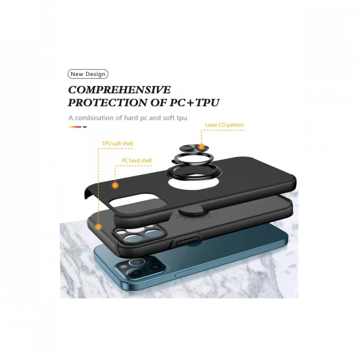Newface iPhone 12 Pro Kılıf Elit Yüzüklü Kapak