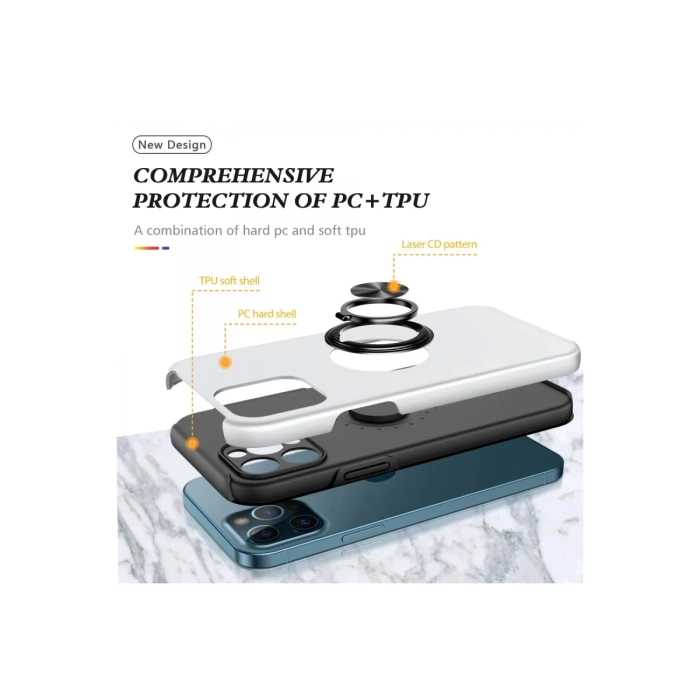 Newface iPhone 12 Pro Kılıf Elit Yüzüklü Kapak