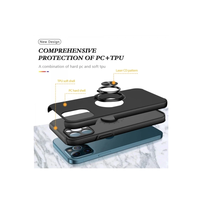 Newface iPhone 12 Pro Kılıf Elit Yüzüklü Kapak