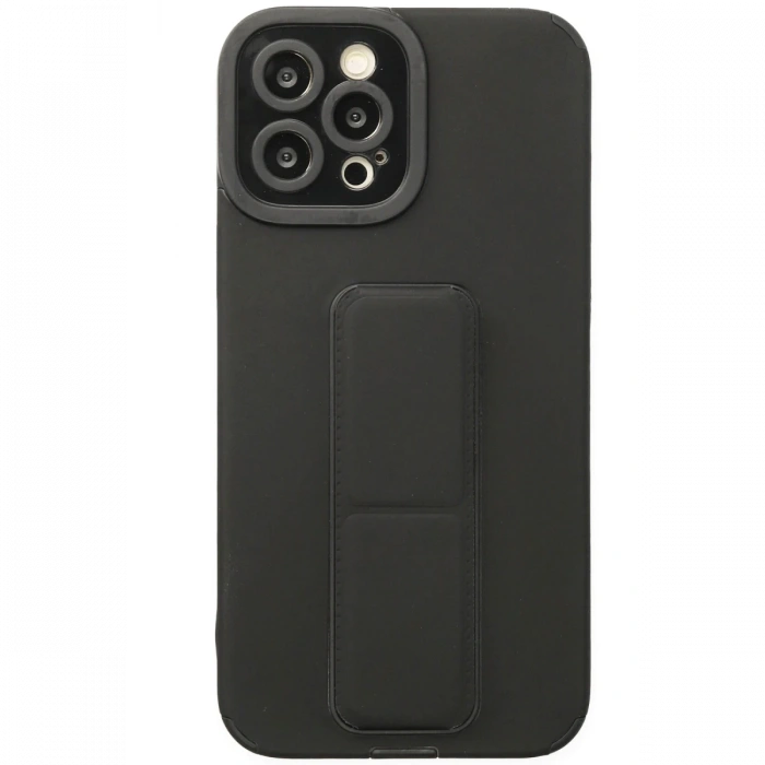 iPhone 12 Pro Kılıf Mega Standlı Silikon - Siyah