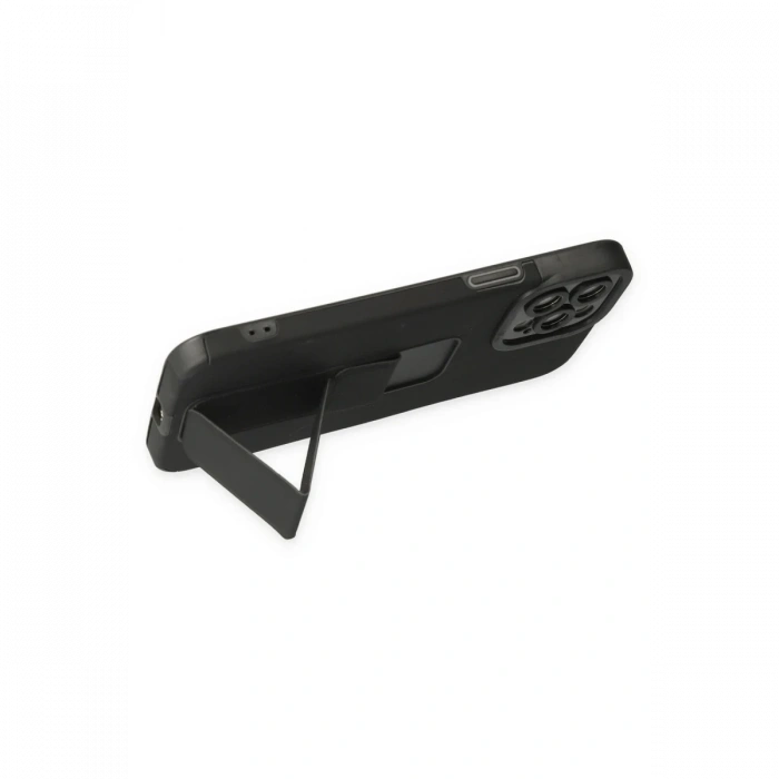 iPhone 12 Pro Kılıf Mega Standlı Silikon - Siyah