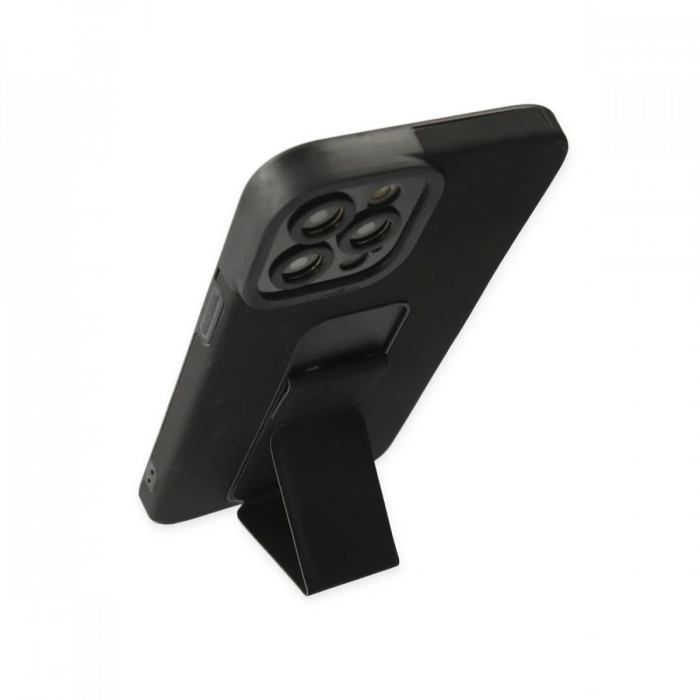 iPhone 12 Pro Kılıf Mega Standlı Silikon - Siyah