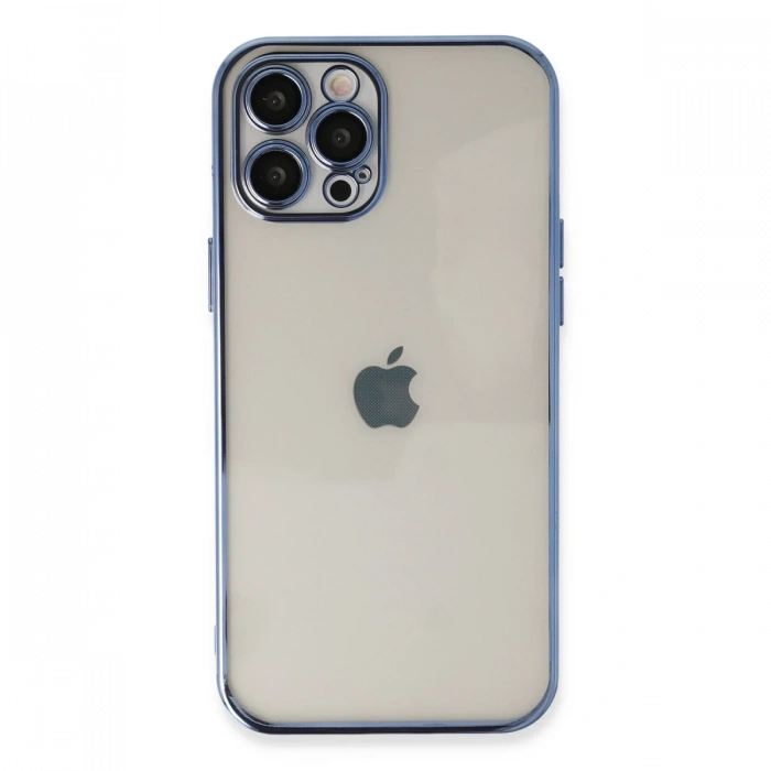 Newface iPhone 12 Pro Kılıf Razer Lensli Silikon - Açık Mavi