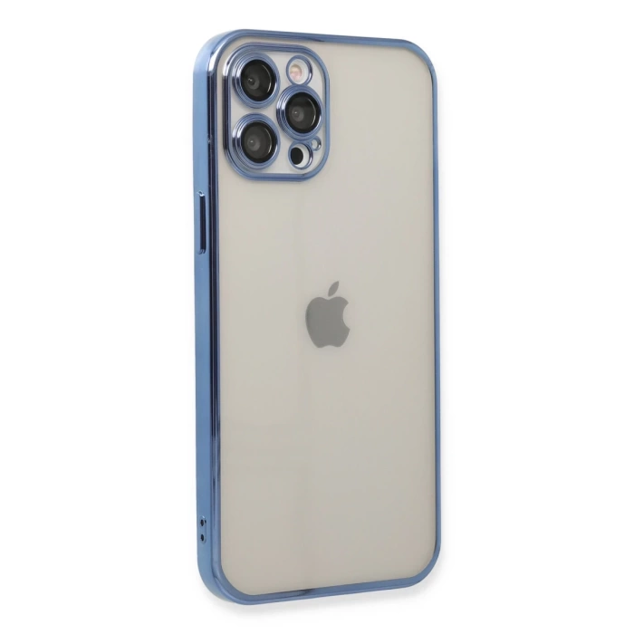Newface iPhone 12 Pro Kılıf Razer Lensli Silikon - Açık Mavi