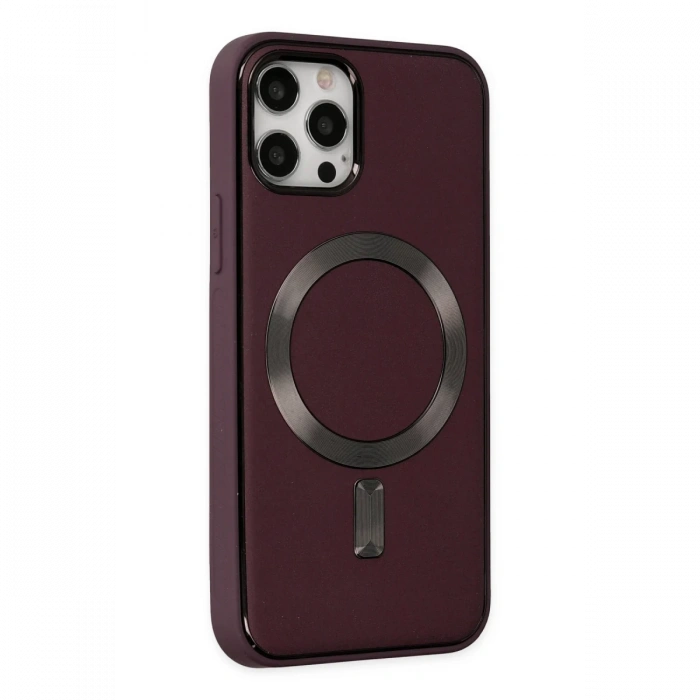 Newface iPhone 12 Pro Max Kılıf Coco Deri Magneticsafe Silikon