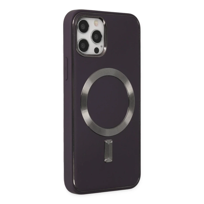 Newface iPhone 12 Pro Max Kılıf Coco Deri Magneticsafe Silikon