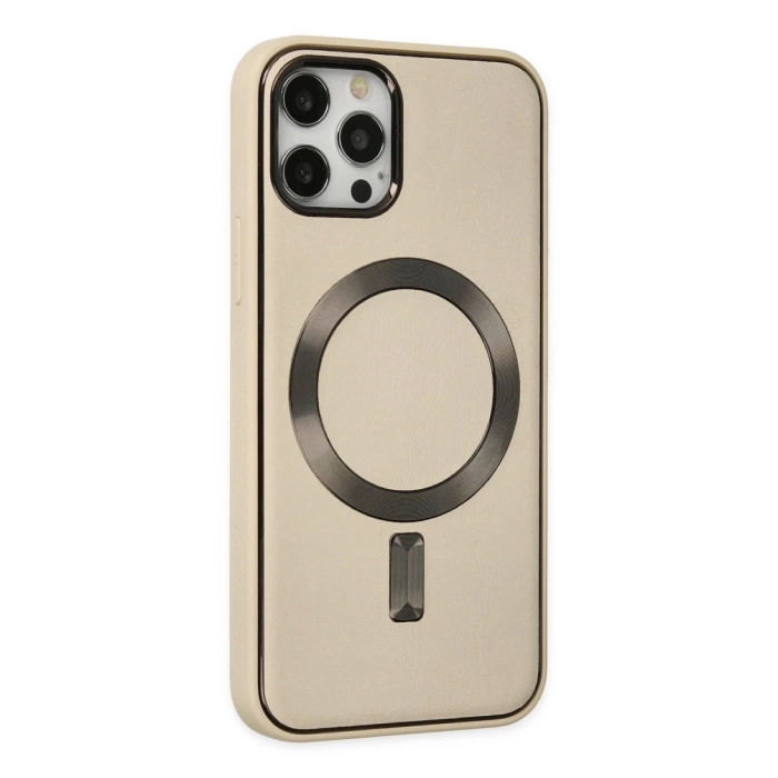 Newface iPhone 12 Pro Max Kılıf Coco Deri Magneticsafe Silikon