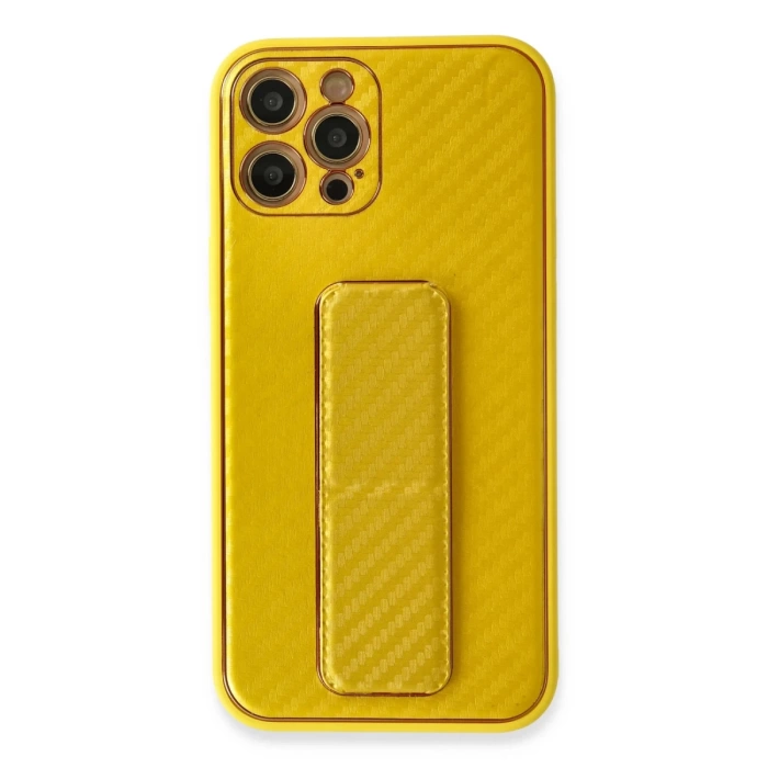 Newface iPhone 12 Pro Max Kılıf Coco Karbon Standlı Kapak