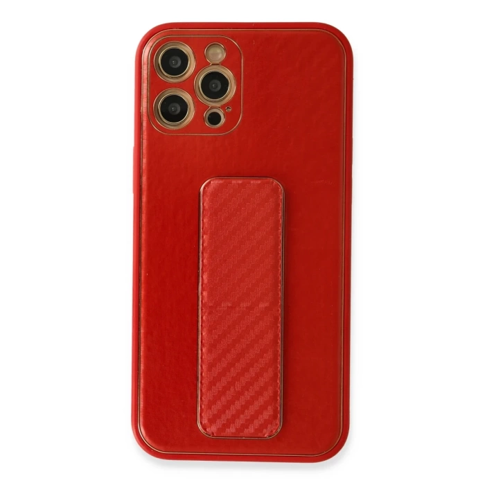 Newface iPhone 12 Pro Max Kılıf Coco Karbon Standlı Kapak