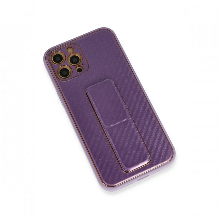 Newface iPhone 12 Pro Max Kılıf Coco Karbon Standlı Kapak
