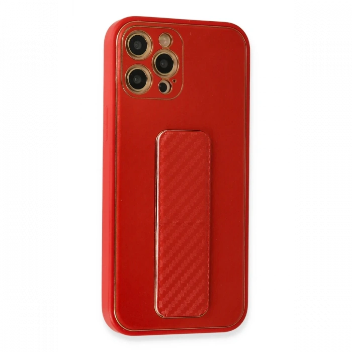 Newface iPhone 12 Pro Max Kılıf Coco Karbon Standlı Kapak