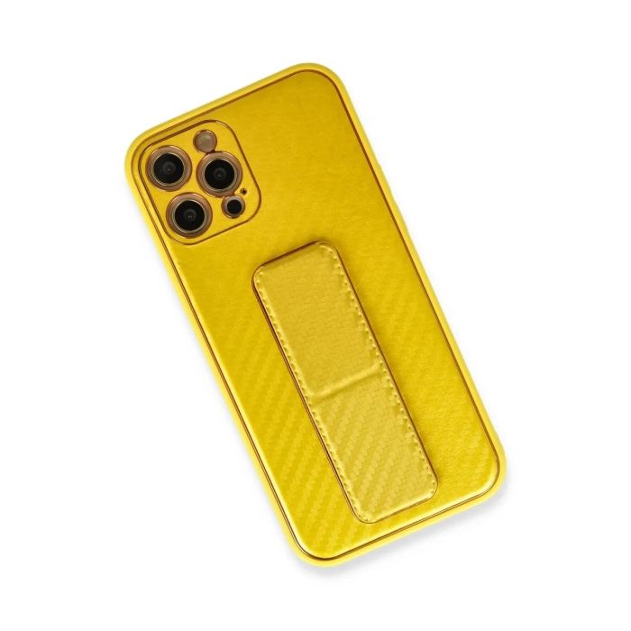 Newface iPhone 12 Pro Max Kılıf Coco Karbon Standlı Kapak