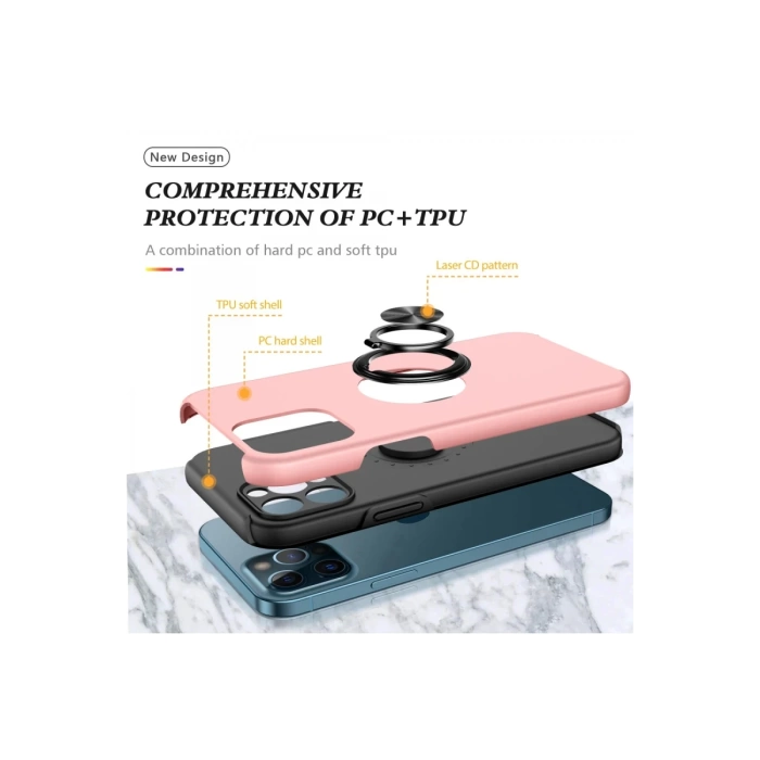 Newface iPhone 12 Pro Max Kılıf Elit Yüzüklü Kapak