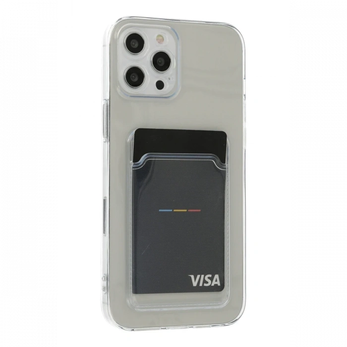 Newface iPhone 12 Pro Max Kılıf Kart Şeffaf Silikon - Şeffaf