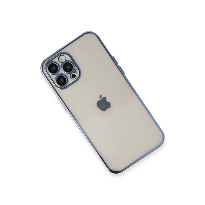 Newface iPhone 12 Pro Max Kılıf Razer Lensli Silikon - Açık Mavi