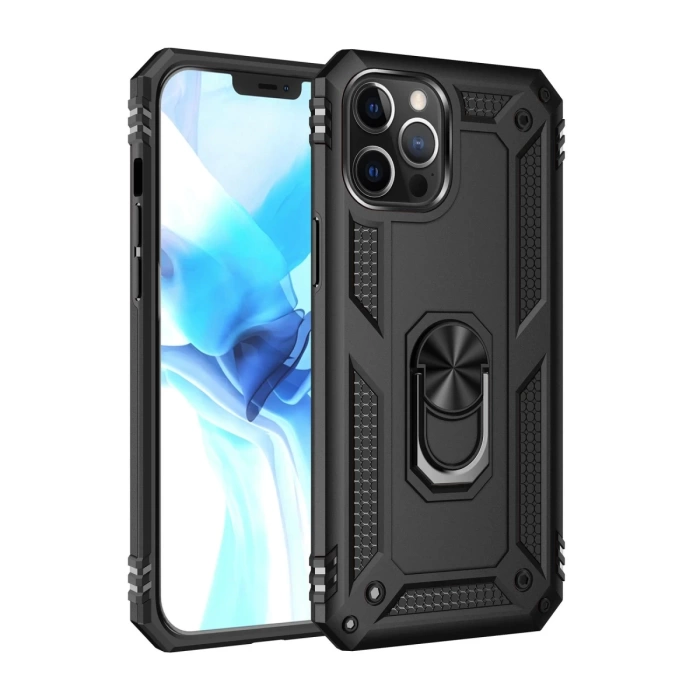 Newface iPhone 12 Pro Max Kılıf Sofya Yüzüklü Silikon Kapak