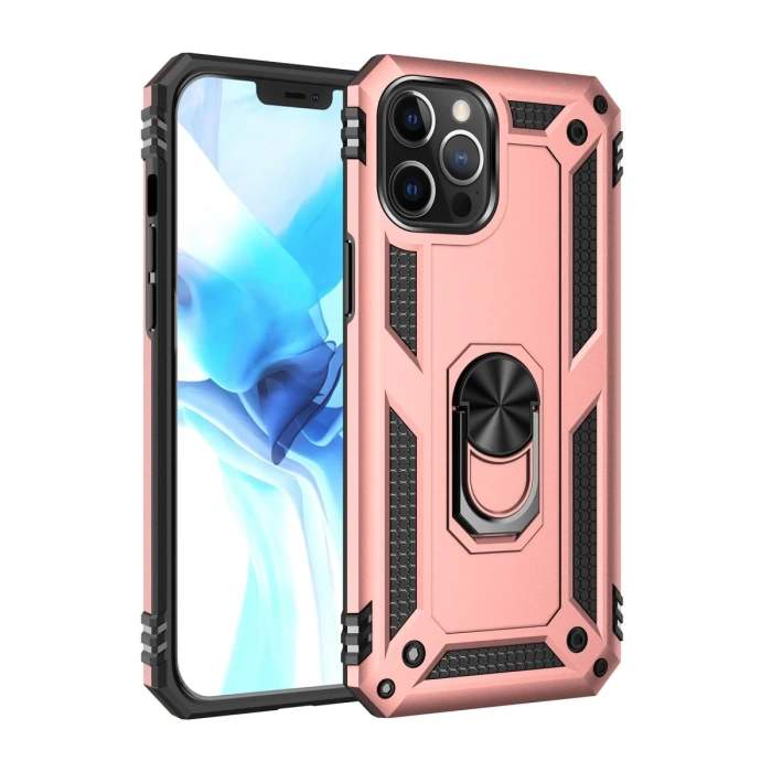 Newface iPhone 12 Pro Max Kılıf Sofya Yüzüklü Silikon Kapak