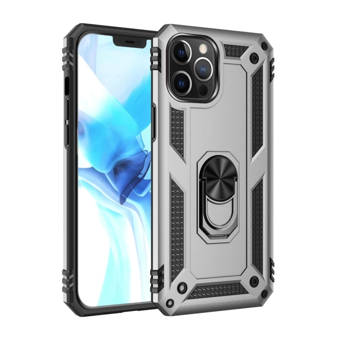 Newface iPhone 12 Pro Max Kılıf Sofya Yüzüklü Silikon Kapak