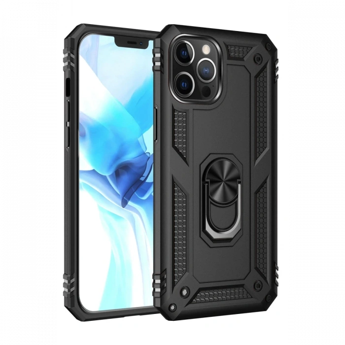 Newface iPhone 12 Pro Max Kılıf Sofya Yüzüklü Silikon Kapak