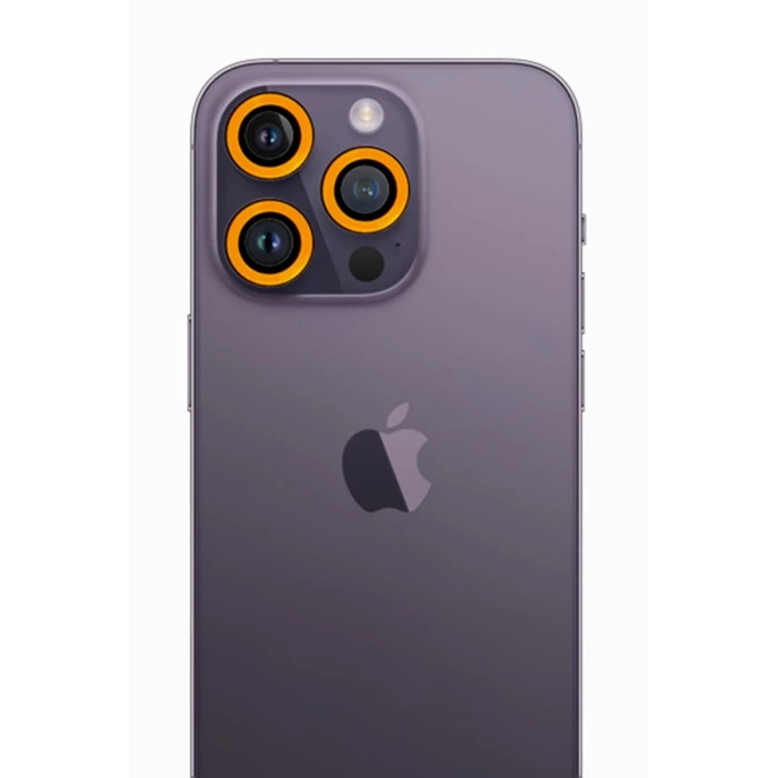 Newface iPhone 12 Pro Max Neon Fosforlu Kamera Lens - Sarı