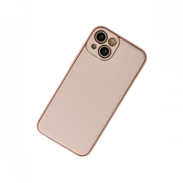 Newface iPhone 13 Kılıf Coco Deri Silikon Kapak - Pudra