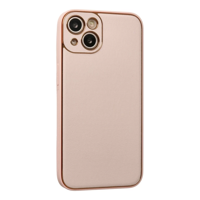 Newface iPhone 13 Kılıf Coco Deri Silikon Kapak - Pudra