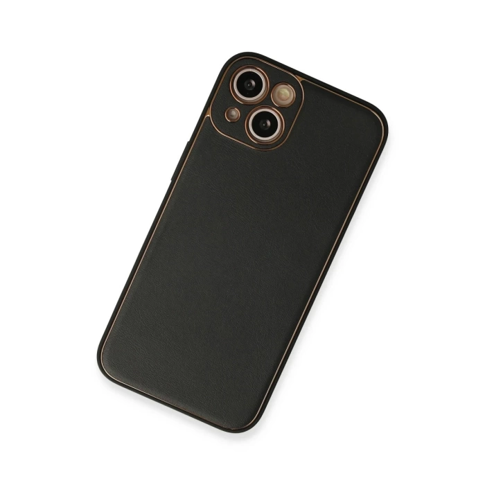 Newface iPhone 13 Kılıf Coco Deri Silikon Kapak - Siyah