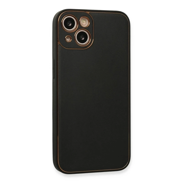 Newface iPhone 13 Kılıf Coco Deri Silikon Kapak - Siyah