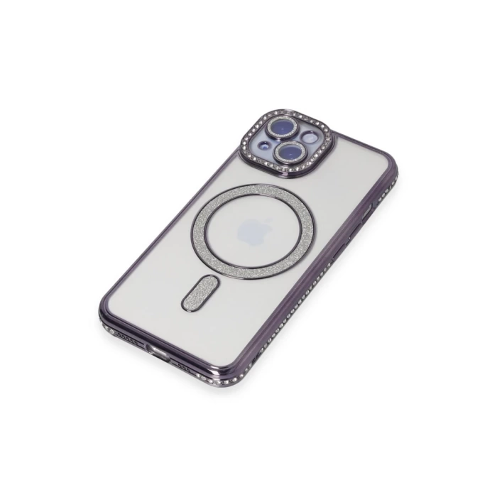 Newface iPhone 13 Kılıf Joke Simli Magneticsafe Kılıf - Derin Mor