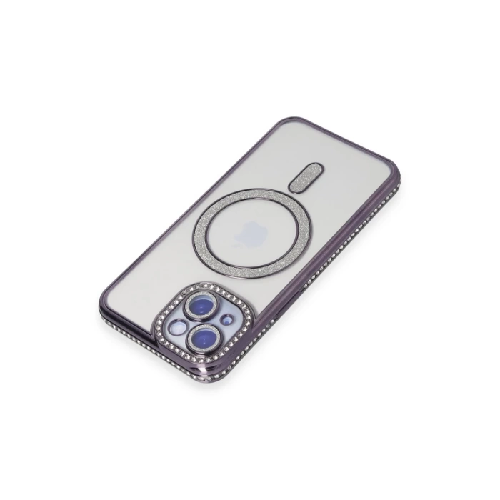 Newface iPhone 13 Kılıf Joke Simli Magneticsafe Kılıf - Derin Mor