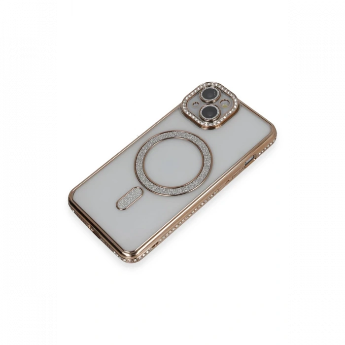 Newface iPhone 13 Kılıf Joke Simli Magneticsafe Kılıf - Gold