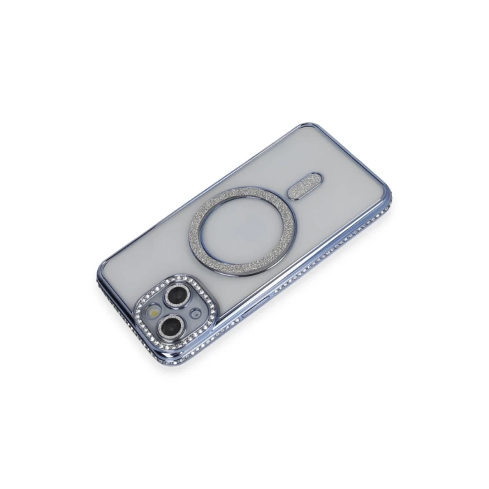 Newface iPhone 13 Kılıf Joke Simli Magneticsafe Kılıf - Mavi