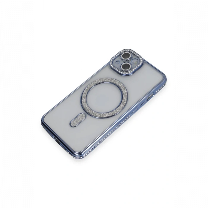 Newface iPhone 13 Kılıf Joke Simli Magneticsafe Kılıf - Mavi