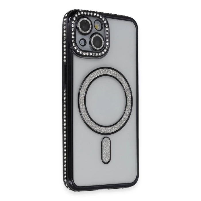Newface iPhone 13 Kılıf Joke Simli Magneticsafe Kılıf - Siyah