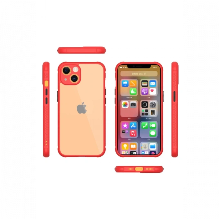 Newface iPhone 13 Mini Kılıf Miami Şeffaf Silikon - Kırmızı