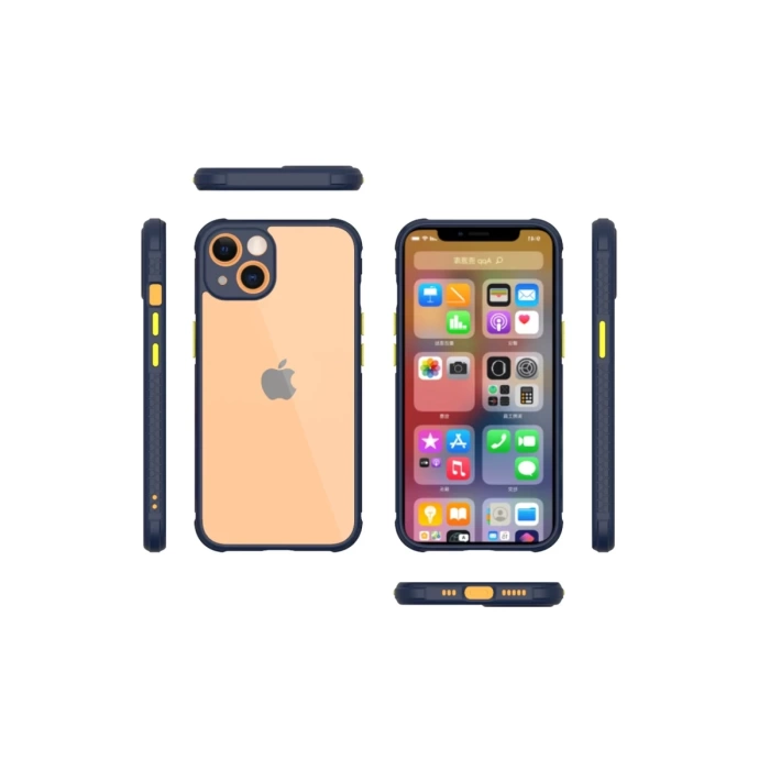 Newface iPhone 13 Mini Kılıf Miami Şeffaf Silikon - Lacivert