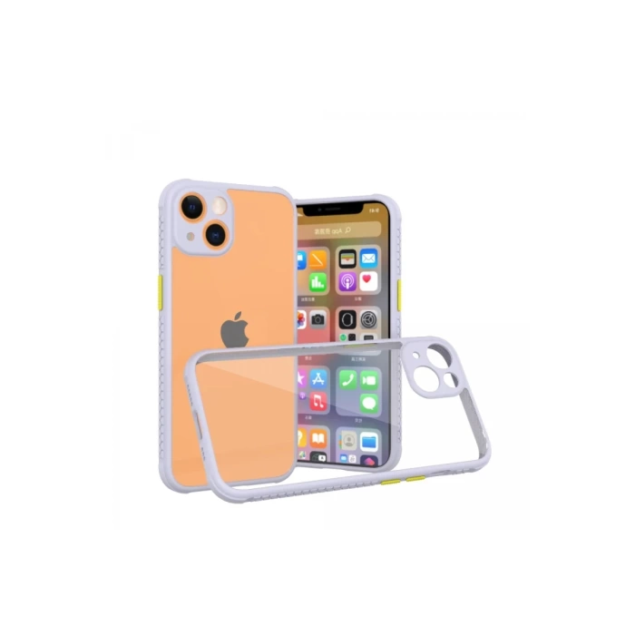 Newface iPhone 13 Mini Kılıf Miami Şeffaf Silikon - Lila