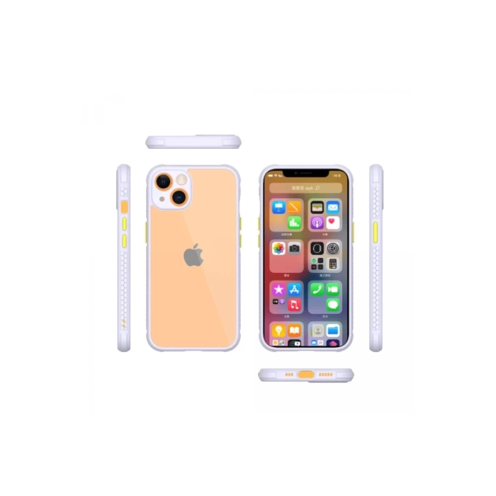 Newface iPhone 13 Mini Kılıf Miami Şeffaf Silikon - Lila