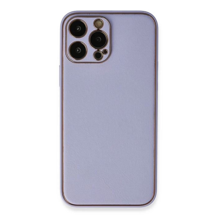 Newface iPhone 13 Pro Kılıf Coco Deri Silikon Kapak - Açık Lila