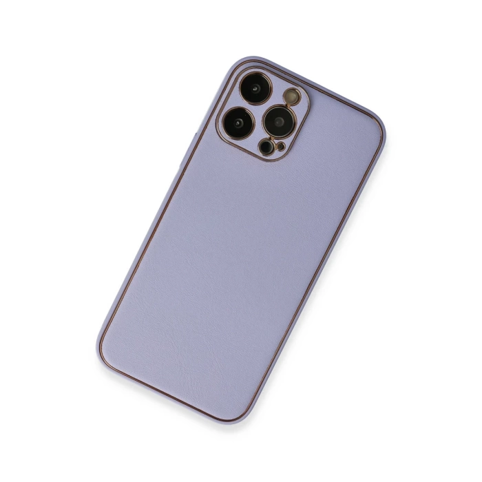 Newface iPhone 13 Pro Kılıf Coco Deri Silikon Kapak - Açık Lila