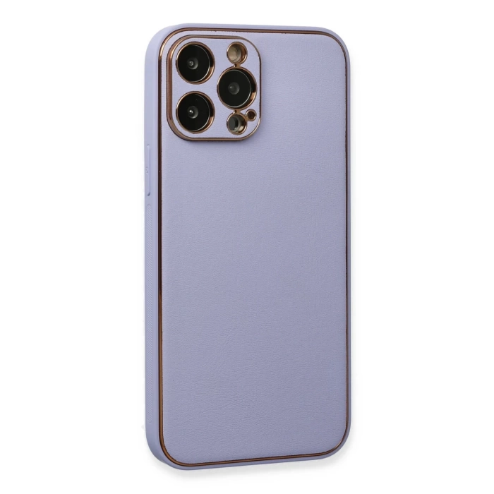 Newface iPhone 13 Pro Kılıf Coco Deri Silikon Kapak - Açık Lila