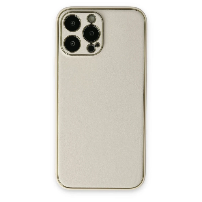 Newface iPhone 13 Pro Kılıf Coco Deri Silikon Kapak - Beyaz