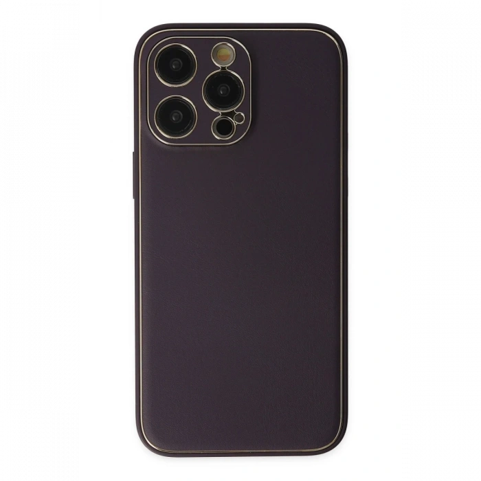 Newface iPhone 13 Pro Kılıf Coco Deri Silikon Kapak - Derin Mor