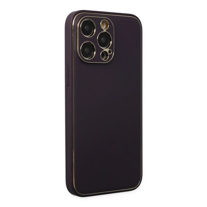 Newface iPhone 13 Pro Kılıf Coco Deri Silikon Kapak - Derin Mor