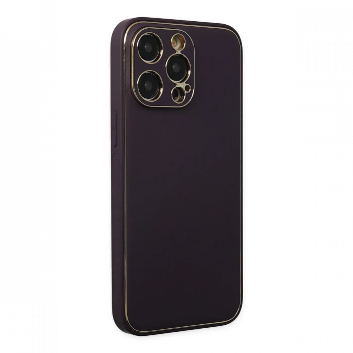 Newface iPhone 13 Pro Kılıf Coco Deri Silikon Kapak - Derin Mor