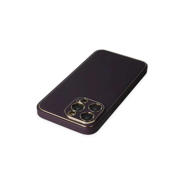 Newface iPhone 13 Pro Kılıf Coco Deri Silikon Kapak - Derin Mor
