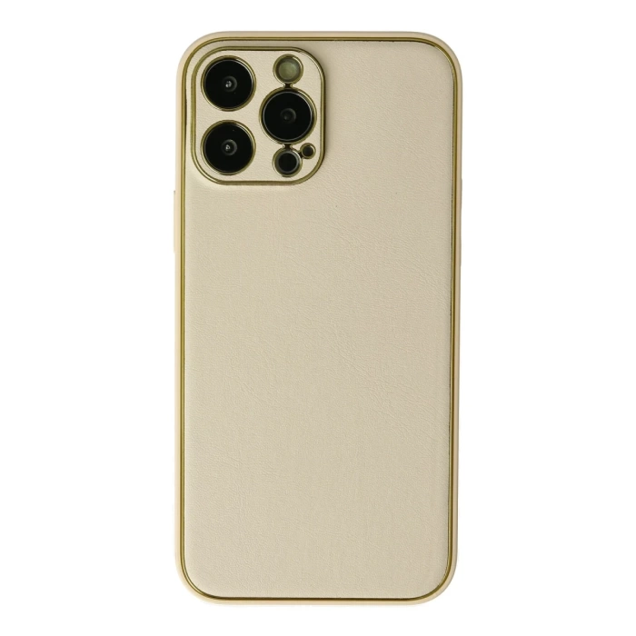Newface iPhone 13 Pro Kılıf Coco Deri Silikon Kapak - Gold