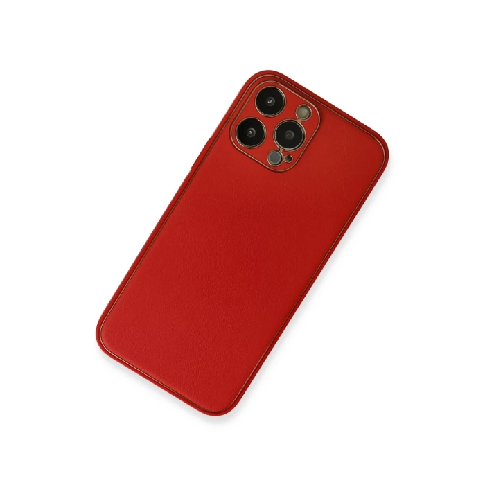 Newface iPhone 13 Pro Kılıf Coco Deri Silikon Kapak - Kırmızı